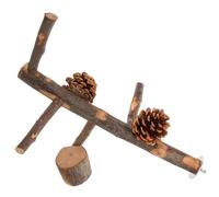 TOGEVAL Plataforma De Entrenamiento para Periquitos y Aves Pequeñas Soporte De Madera Natural Comedero y Piña para Jaulas Accesorio para Alimentación y Actividad Física De Aves