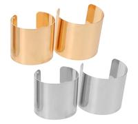 TOGEVAL Pulsera Rígida Ancha Abierta Metálica Brazalete Acanalado en Dorado y Plateado 4 Piezas 2 Doradas 2 Plateadas Pulseras Envolventes para Mujer y Niña Joyería de Moda Versátil