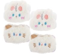 TOGEVAL Pulseras Absorbentes de Agua para Lavado Facial, Muñequera de Imitación Pelo de Conejo, 4 Piezas (Gatito y Conejo), Accesorio para Spa y Cuidado Piel, Protección contra