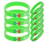 TOGEVAL Pulseras Deportivas de Silicona para Fútbol México 10 Piezas, Pulsera de Fútbol para Equipo, Resistente al Agua, Diseño Bandera Mexicana, Accesorio para Eventos Deportivos