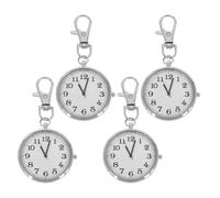 TOGEVAL Reloj de Bolsillo para Enfermera Broche, Números Grandes Claros, Acero Inoxidable, Llavero Portátil para Estudiantes, Médicos y Uso Hospitalario, Pack de 4 Unidades