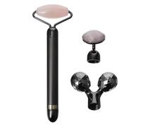 TOGEVAL Rodillo Facial para Estimular Circulación y Reducir Ojeras de Jade Auténtico Masajeador Eléctrico Cristal de Jade y Aleación