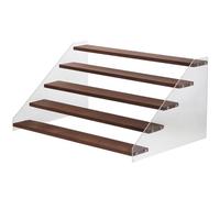 TOGEVAL Soporte de Exhibición de 5 Niveles para Figuras de Colección Estante de Madera Maciza y Acrílico de 40 CM Organizador Multifuncional para Juguetes y Cosméticos Estantería de