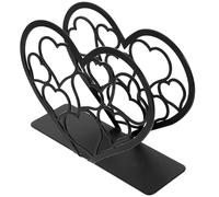 TOGEVAL Soporte para Servilletas de Hierro Forjado Negro en Forma de Corazón Organizador Vertical para Papel Higiénico Estándar Dispensador Decorativo para Mesa en Cocina Restaurante y