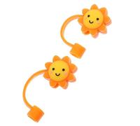 TOGEVAL Tapones Protectores para Pajitas de Silicona 2 Piezas Diseño Pequeño Sol Resistentes al Calor Frío Accesorios para Evitar Polvo y Derrames Bebidas