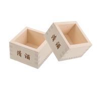 TOGEVAL Taza de Sake Japonesa Tipo Caja Masu de Madera Cuadrada 2 Piezas para Servir en Restaurantes de Sushi y Fiestas, Vaso Ligero y Portátil para Sake Frío, Vajilla Tradicional