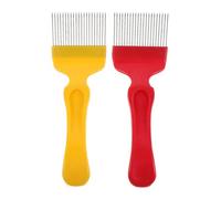 TOGEVAL Tenedor para Miel de Acero Inoxidable con 21 Agujas, Mango de Plástico Ergonómico, Juego de 2 Piezas Rojo y Amarillo, Herramienta para Desopercular Colmenas en Apicultura