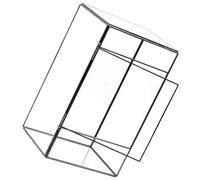 TOGEVAL Terrario de Vidrio Geométrico Pequeño para Escritorio Caja Ecológica de Micro Paisaje Soporte Negro de Estaño Contenedor Decorativo para Plantas Musgo y Adorno de Mesa