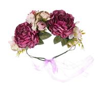 TOGEVAL Tocado De Guirnalda Estilo Bohemio Tocado De Boda Para Novia Tocado De Novia Diadema De Novia Con Velo Tocado De Niña De Flores Artificiales Tocado Floral De Boda Tela