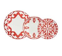 Tognana Agatha, servicio de platos de 18 piezas para 6 personas, porcelana, rojo.