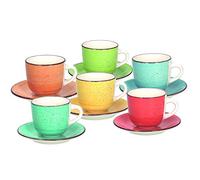Tognana Art & Pepper - Juego de 6 tazas de té con plato de 250 cc, de gres, multicolor