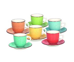 Tognana Art & Pepper - Juego de 6 tazas de té con plato de 250 cc, de gres, multicolor