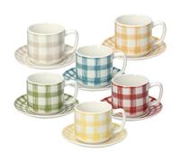 Tognana Caledonia, paquete de 6 tazas de café con platillo, new bone china, multicolor
