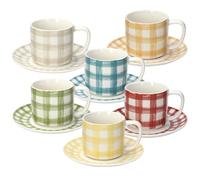 Tognana Caledonia, paquete de 6 tazas de té con platillo, new bone china, multicolor