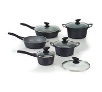 Tognana Evoluta, Batería de ollas y sartenes, Set con 3 cazuelas, 2 sartenes, 4 tapas, 10 piezas, Aluminio, Gris