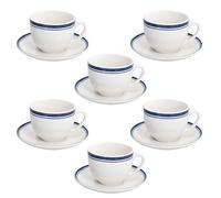 Tognana Filo Blu, set de 6 tazas de té 260 cc con platillo, porcelana, azul