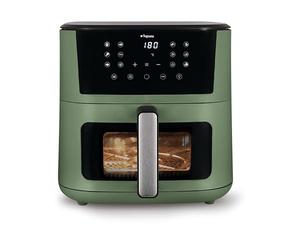 Tognana Iridea, Freidora de aire 10L, doble resistencia, pantalla digital, temporizador, 80-200°C, ventana, 2300W, Verde Salvia