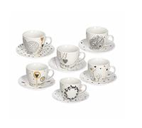 Tognana Iris Goldy, 6 tazas cc 200con platos, porcelana, blanco