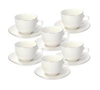 Tognana Juego de 6 tazas de té con platillo, porcelana, color blanco