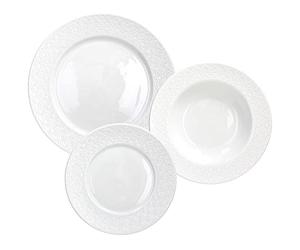 Tognana - Juego de vajillas - Línea Margaret - Juego de 18 piezas - Porcelana - Color blanco