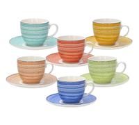 Tognana Kaleido, paquete de 6 tazas de té con plato, New bone china, multicolor