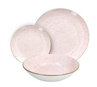 Tognana Pepper Bamboo, Servicio de platos 18 piezas para 6 personas, Porcelana, Rosa