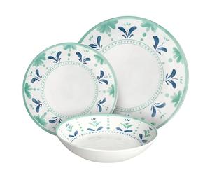 Tognana Positano, servicio de platos para 6 personas 18 piezas, porcelana, verde/azul