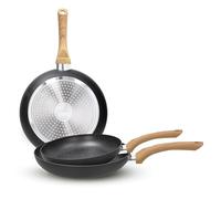 Tognana Rock In Wood, Juego de 3 sartenes de 20/24/28 cm, aluminio forjado, negro