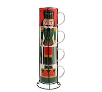 Tognana, Set de 4 tazas 370 cc apilables con soporte Toy Soldier, New Bone China, Multicolor