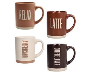 Tognana, Set de 4 tazas 450 cc Barista, New Bone China, Multicolor