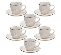 Tognana, Set de 6 tazas de té con plato 200 cc, New Bone China, Beige
