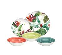 Tognana Tropicalia, Juego de platos 18 piezas para 6 personas, porcelana, multicolor