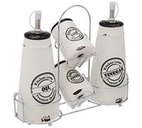 Tognana Urban Chic - Juego de vinagrera, vinagrera, salero, pimentero, cerámica, blanco y negro