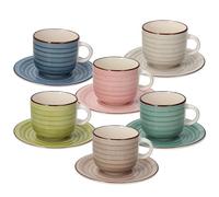 Tognana Urban Pastel, Tazas de té con plato, Cerámico, multicolor