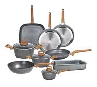 Tognana Wild Stone, batería de ollas y sartenes de 12 piezas, aluminio, gris