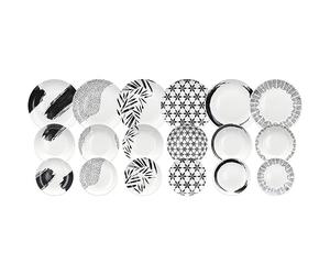 Tognana Zenith - Juego de platos para 6 personas, 18 piezas, porcelana, color blanco