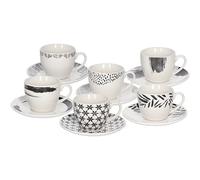 Tognana Zenith, paquete de 6 Tazas tè con platito, Porcelana, blanco