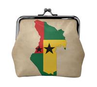 Togo Map with two black stars small makeup bag for bolso, kiss lock bank card storage bag retro compact multifuncional change bag, Black, One Size, Art Deco, Black, Talla única, Decoración de arte