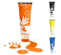 TOGOU2S Huellas Bebe Recien Nacido, con accesorio de esponja, no tóxico y lavable, adecuado para la realización de huellas de manos y pies de bebés, manualidades familiares-Naranja