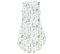 TOGOU2S Saco Dormir Bebe Verano, 0.5 Tog Saco de Dormir Bebe Unisex para Bebé Niños de 18 a 36 Meses, 100% Algodón Transpirable, Ajustable Saco Bebe 85 a 100 cm, Estampado de Hojas Verde Oscuro