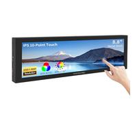 TOGTRATRIC - Mini monitor de barra estirada con visualización táctil de 8.8 pulgadas 1920 x 480, carcasa de metal IPS visualización táctil portátil, HDMI, USB-C, visualización pequeña para Raspberry