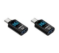 Toheitian 2 Adaptador USB 3.2 con Pantalla LED Digital, 10 Gbps, 36-60 W, Medidor de Potencia, Probador, Chip Inteligente, Transmisión de Datos, Extensión USB C A