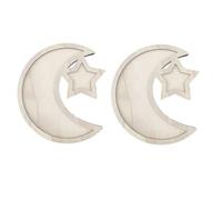 Toheitian 2 Juegos de Bandeja de Madera de Ramadán, Vajilla de Estrella de Madera con Forma de Luna, Vajilla para Servir Fiestas Eid Mubarak para el Desayuno,A