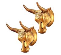 Toheitian 2 Pcs Soporte de Pared para Guitarra Bull 2 Pcs Soporte de Guitarra Bull Soporte de Pared para Guitarra Arte de Toro Dorado Gancho para Ukulele Soporte para Almacenamiento de Guitarra Eléctr