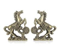 Toheitian 2 Piezas de Estatua de Caballo de Latón, Año del Caballo 2026, Animal Zodiacal Dorado Feng Shui para la Riqueza y la Suerte