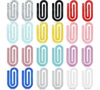 Toheitian 24 Piezas de Clips de Papel Acrílico, Clips de Papel Grandes de 4x2 Pulgadas, Regalos para Maestros y Estudiantes, Encantos de Escritorio y DIY y Marcadores