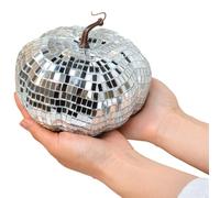 Toheitian Bola de Discoteca con Espejo Plateado, Bola de Discoteca con Forma de Calabaza, Adecuada para Fiestas de DJ en Clubes, Bola de Calabaza Reflectante de Halloween de 15 cm