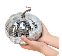 Toheitian Bola de Discoteca con Espejo Plateado, Bola de Discoteca con Forma de Calabaza, Adecuada para Fiestas de DJ en Clubes, Bola de Calabaza Reflectante de Halloween de 20 cm