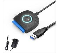 Toheitian Cable USB 3.0 A SATA para Disco Duro, Convertidor para Unidades Mecánicas y de Estado Sólido de 2.5 Pulgadas y 3.5 Pulgadas con Enchufe EU de 12V 2A.