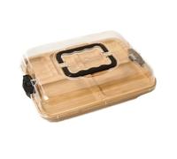 Toheitian Caja Bento de Madera Contenedor de Almuerzo de Múltiples Compartimentos con Tapa y Asa Portátil A Prueba de Fugas Tabla de Charcutería para Preparación de Comidas